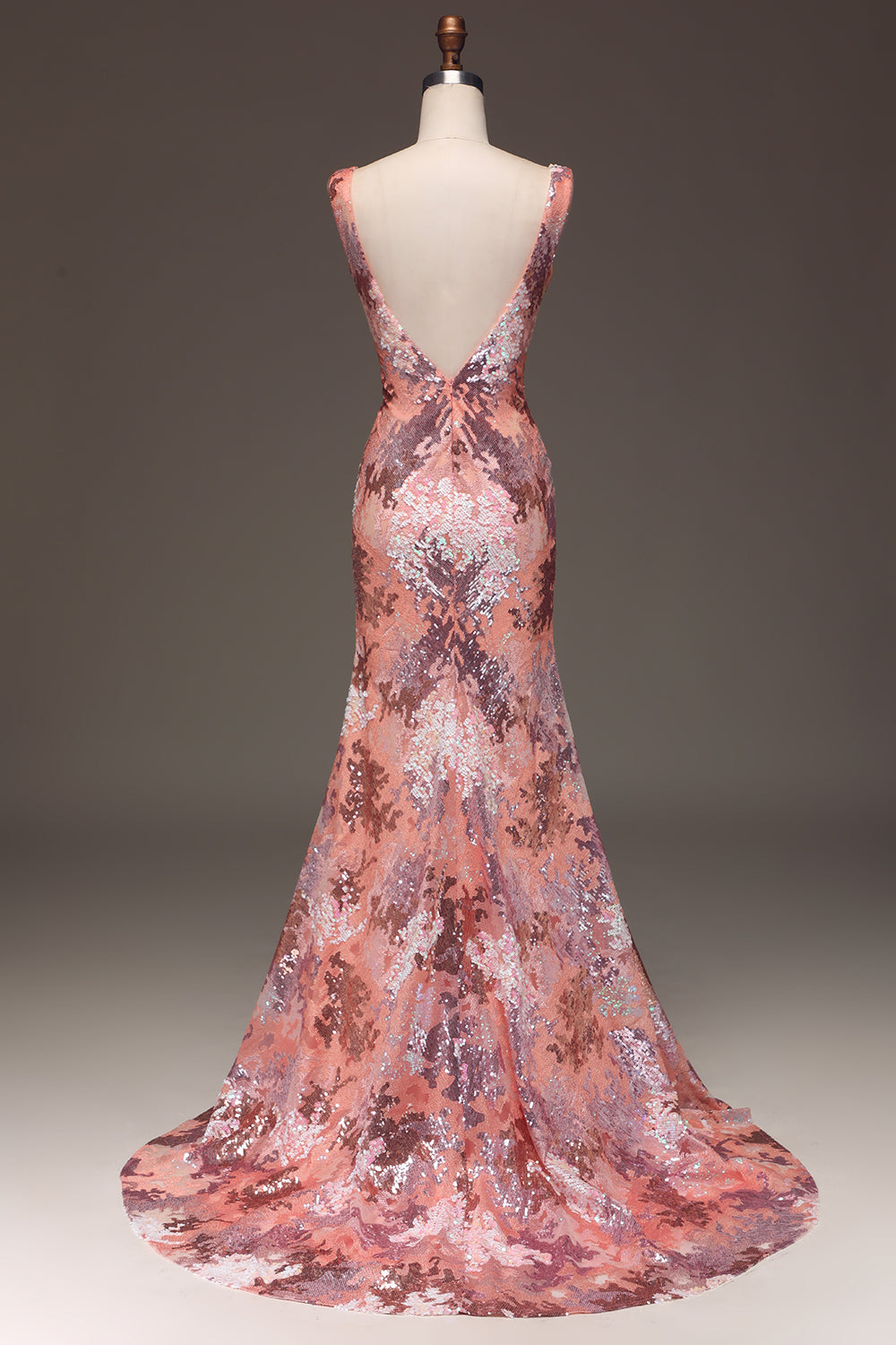 Różowa Błyszcząca Cekinowa Syrenka Długa Sukienka Na Studniówkę Z Rozcięciem