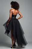 Czarny sukienka wizytowa A Line Sweetheart High-Low