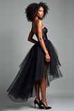 Czarny sukienka wizytowa A Line Sweetheart High-Low