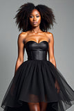 Czarny sukienka wizytowa A Line Sweetheart High-Low