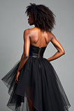 Czarny sukienka wizytowa A Line Sweetheart High-Low