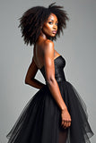 Czarny sukienka wizytowa A Line Sweetheart High-Low