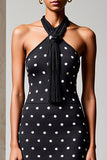Halter Polka Dots sukienka dla gości weselnych