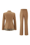 Czarne 2 częściowe garnitury damskie w panterkę Slim Fit