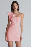 Ruched One Shoulder Bodycon Mała Biała Sukienka