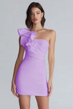 Ruched One Shoulder Bodycon Mała Biała Sukienka
