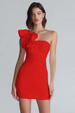 Ruched One Shoulder Bodycon Mała Biała Sukienka