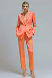 Pomarańczowe klapy z dwuczęściowymi garniturami z jednym guzikiem damskie garnitury robocze