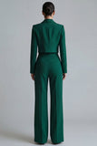 Ciemnozielone damskie garnitury robocze z klapą z jednym guzikiem