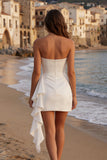 Tiulowa Ivory Sweetheart Mini Sukienka z falbanami