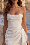 Tiulowa Ivory Sweetheart Mini Sukienka z falbanami