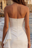 Tiulowa Ivory Sweetheart Mini Sukienka z falbanami