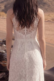 Ivory A Line Lace z wysokim kołnierzem długą suknią ślubną Boho z rozcięciem
