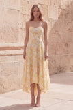 Żółta sukienka Midi Sweetheart Midi Floral Dress z aplikacjami