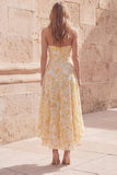 Żółta sukienka Midi Sweetheart Midi Floral Dress z aplikacjami