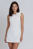 Ivory Bodycon Round A Line marszczona mini sukienka z kokardą