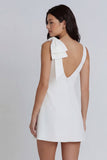 Ivory Bodycon Round A Line marszczona mini sukienka z kokardą