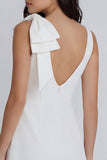 Ivory Bodycon Round A Line marszczona mini sukienka z kokardą