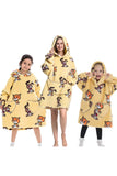 Czarna Truskawkowa Rodzina Dopasowana Flanelowa Oversize Bluza Z Kapturem Z Kapturem